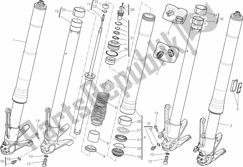 Todas las partes para 21a - Horquilla Delantera de Ducati Diavel FL Thailand 1200 2019
